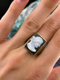 Antique Victorian American 14K & Hard Stone Cameo Ring
