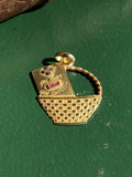Vintage 18K & Ruby Basket Charm/Pendant