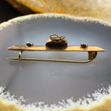 Antique English 9K, Turquoise & Seed Pearl Bar Pin Brooch