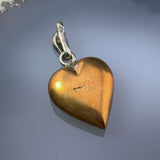 Antique Silver, Turquoise & Seed Pearl Puffy Heart Pendant/Charm