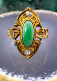 Antique 14K, Amazonite & Seed Pearl Conversion Ring