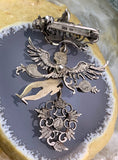 Antique Austro Hungarian Silver, Gilt & Paste Cherub Brooch