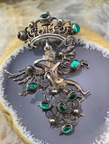 Antique Austro Hungarian Silver, Gilt & Paste Cherub Brooch