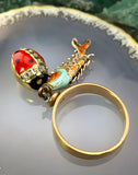 14K, 10K, Silver & Diamond & Enamel Novelty Charm Conversion Ring