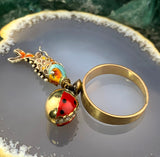 14K, 10K, Silver & Diamond & Enamel Novelty Charm Conversion Ring