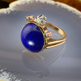 Antique 14K, Diamond & Lapis Ring