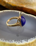 Antique 14K, Diamond & Lapis Ring