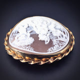 Antique 9K & Carved Shell Cameo Brooch