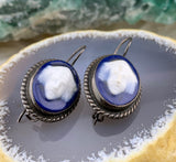 Antique French Silver & Enamel Limoges Earrings