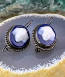 Antique French Silver & Enamel Limoges Earrings
