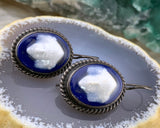 Antique French Silver & Enamel Limoges Earrings