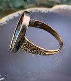 Antique 14K, Silver & Hand Painted Limoges Enamel Conversion Ring