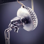 SOLD Antique Silver Gargoyle Drop Earrings