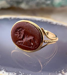 18K & Jasper Curio Fantasy Lion Intaglio Ring