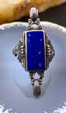 Antique Silver & Lapis Lazuli Conversion Ring