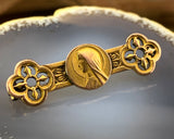Vintage French Virgin Mary Madonna Bar Pin In Gold Fill 'Fix'