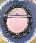 Antique Silver & Hand Painted Virgin Mary Brooch/Pendant
