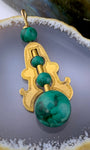 Antique 18K & Malachite Pendant