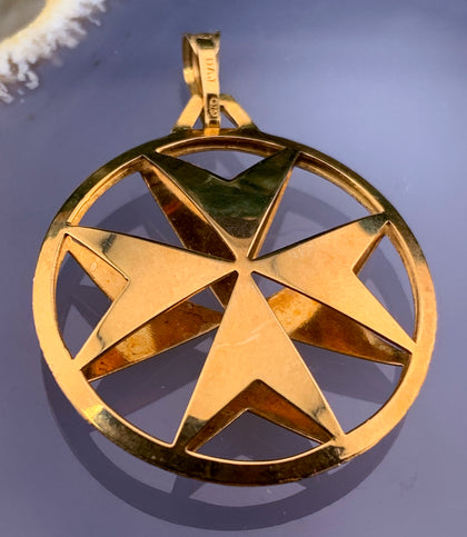 Estate 9K Maltese Cross Pendant