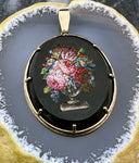 SOLD Antique 18K & Floral Micro Mosaic Pendant