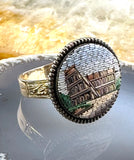 Antique 14K, Silver & Micro-Mosaic Colosseum Conversion Ring