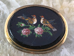 Antique 14K & Micro Mosaic Floral Bird Brooch