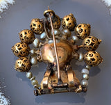 Antique Muhgul 16K, 14K, 10K, Turquoise & Freshwater Pearl Brooch/Pendant