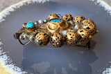 Antique Muhgul 16K, 14K, 10K, Turquoise & Freshwater Pearl Brooch/Pendant