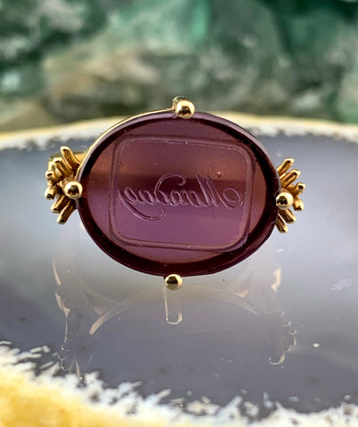 Antique 18K & Glass Intaglio Curio Fantasy Conversion Ring