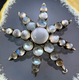 Antique Silver & Moonstone Star Brooch