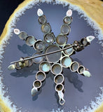 Antique Silver & Moonstone Star Brooch