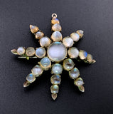 Antique Silver & Moonstone Star Brooch