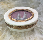 Antique French Gold Trimmed Hand Painted Beauty Patch Box