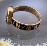 Antique Victorian 12K, Seed Pearl & Enamel Mourning Ring