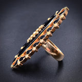 SOLD Antique 14K, 9K, Onyx & Seed Pearl Conversion Ring