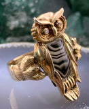 Koven Kreation Custom 14K & Hard Stone Owl Ring