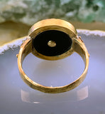 Antique 18K, 14K, Silver, Onyx & Seed Pearl Conversion Ring