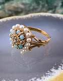 Antique 14K, Opal & Seed Pearl Conversion Ring