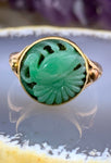 Antique 14K & Carved Jade Ring