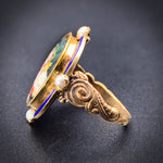 Antique 14K, Seed Pearl, Hand Painted Porcelain & Enamel Conversion Ring