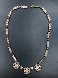 Antique Silver, Paste Necklace with Blue, Pink & Marcasite stones