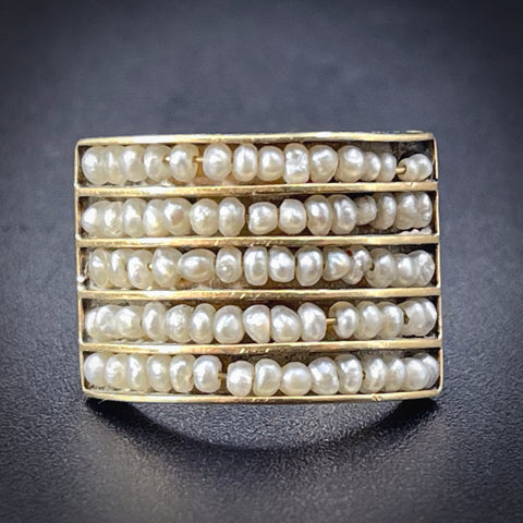 Antique French 18K & Seed Pearl Ring
