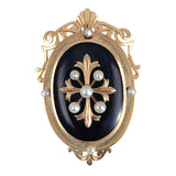 SOLD Antique 14K, Onyx & Pearl Mourning Brooch/Pendant