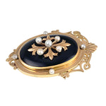 SOLD Antique 14K, Onyx & Pearl Mourning Brooch/Pendant