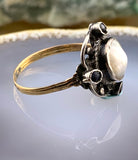 Antique French 18K, Silver, Gemstone & Natural Pearl Ring