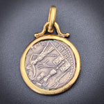 SOLD Antique 18K & Ancient Silver Coin Pendant