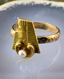 Antique 14K & Pearl Egyptian Revival Conversion Ring