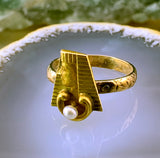 Antique 14K & Pearl Egyptian Revival Conversion Ring