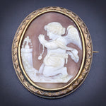 SOLD Antique Gold Filled Carved Shell Cameo Angel Brooch/Pendant