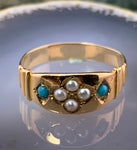 Antique 18K, Turquoise & Pearl Ring